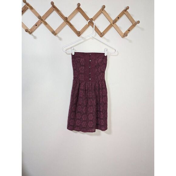 Abercrombie & Fitch Strapless Floral Lace Overlay Purple Dress - Size XS - Picture 1 of 6